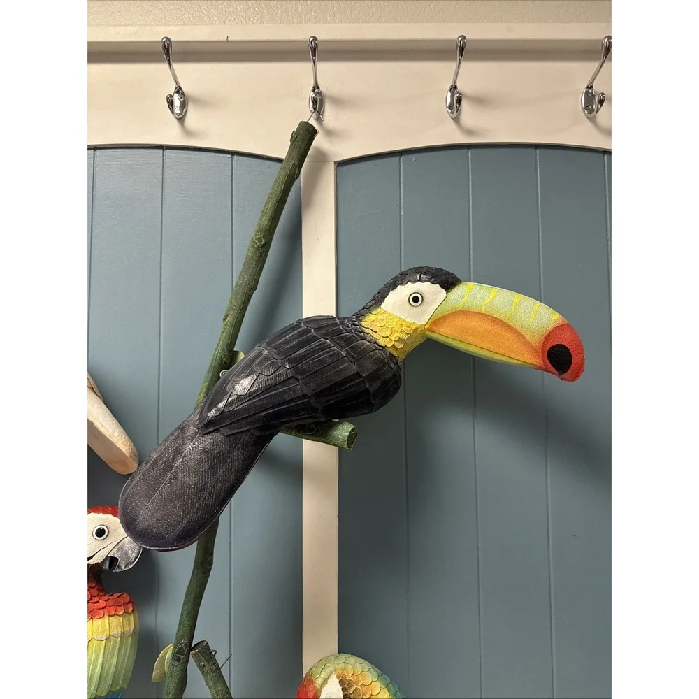 4 Large Hanging Parrot Patio Garden Statues Yard Wildlife Birds Restaurant Decor